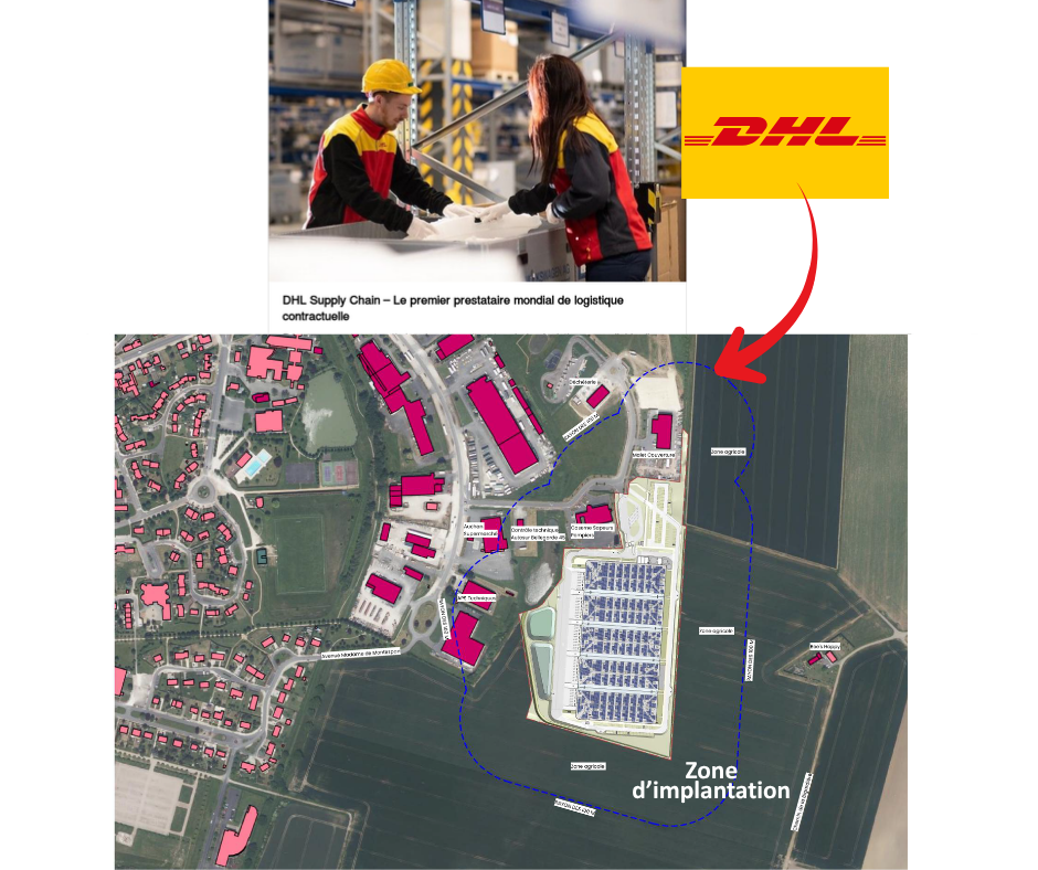 Zone d'implantation de l'entrepôt DHL sur la commune d'Ouzouer-sous-Bellegarde
