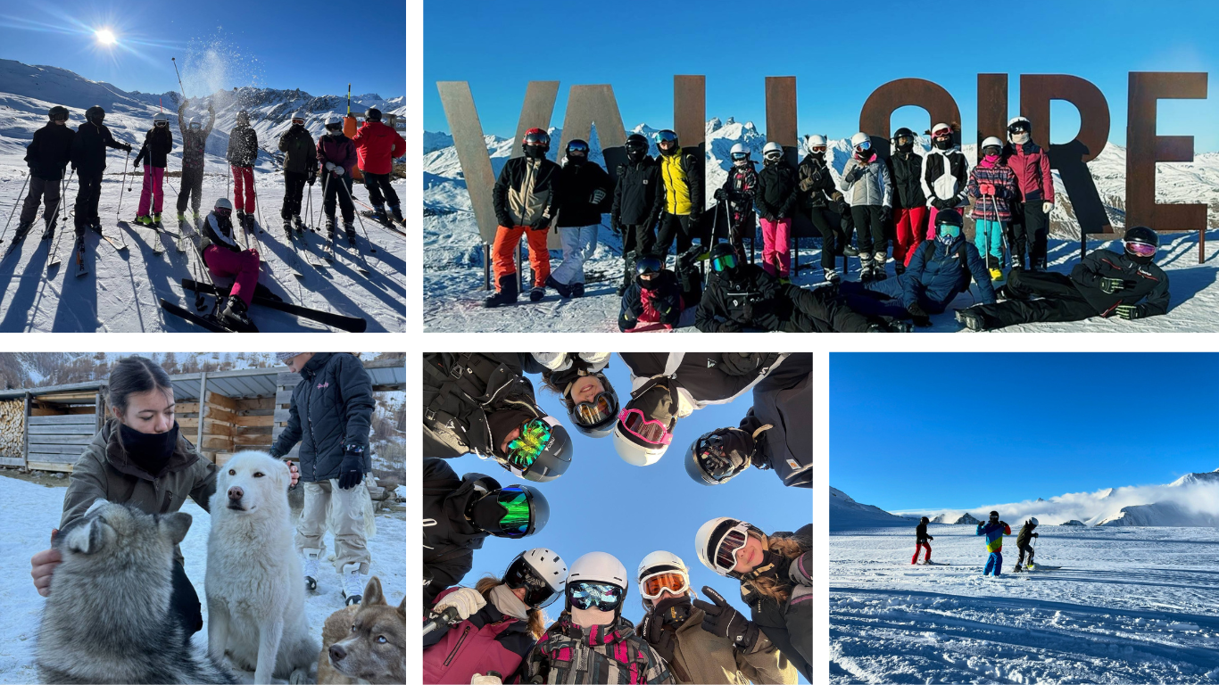 Plusieurs photos montrant les jeunes aux sports d'hiver, sur la station de Valloire.