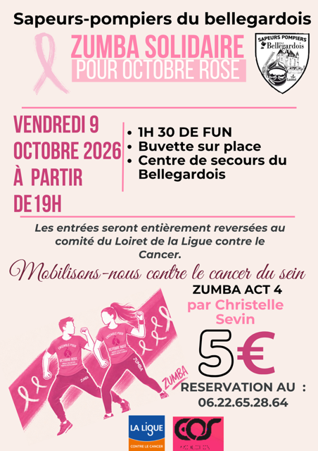 Affiche Soirée Zumba pour Octobre rose