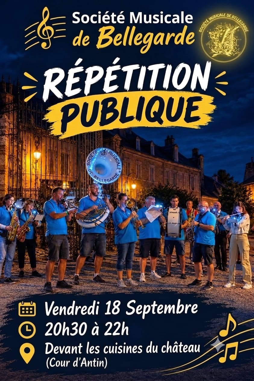 Affiche répétition publique Société Musicale de Bellegarde
