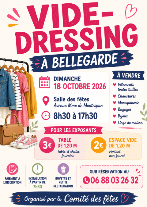 Affiche vide dressing du 18 octobre 2026 à Bellegarde