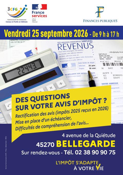 Affiche permanence des impôts à Bellegarde