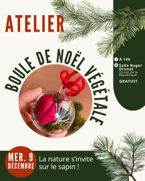 Atelier boule de Noël végétale à Bellegarde